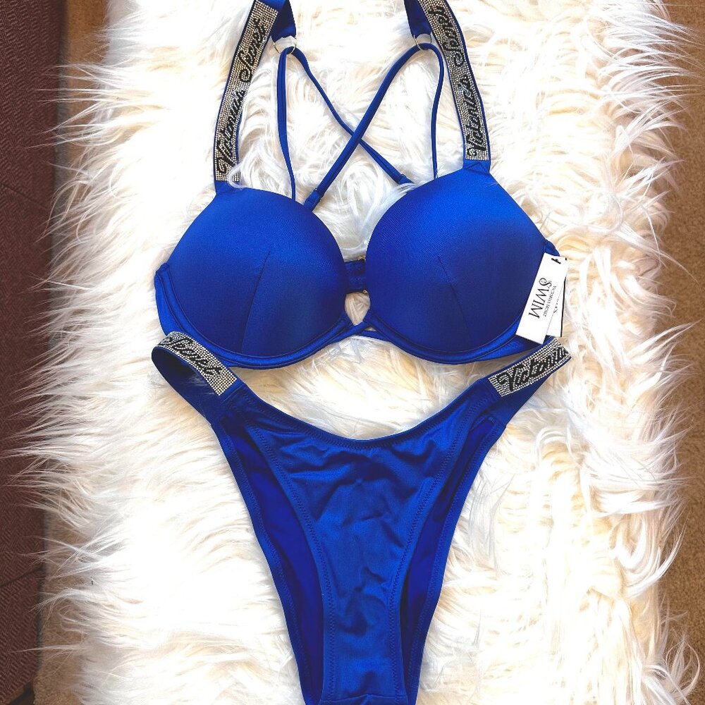 NWT Victoria's Secret Bombshell Rhinestone Shine Bikini - 34C | M